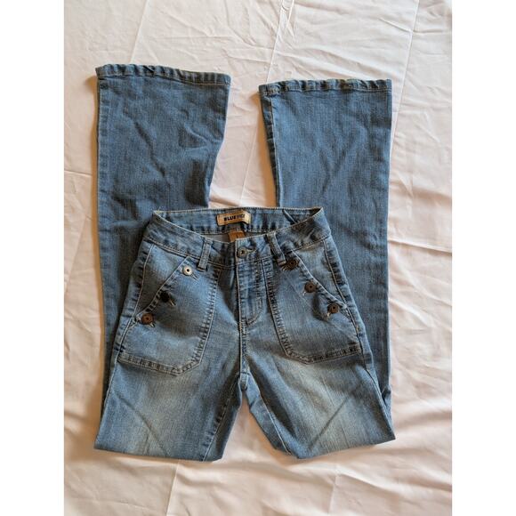 Blue Spice Jeans Flare Leg Low Rise Pockets Light Wash Denim Y2K Vintage - Picture 1 of 8